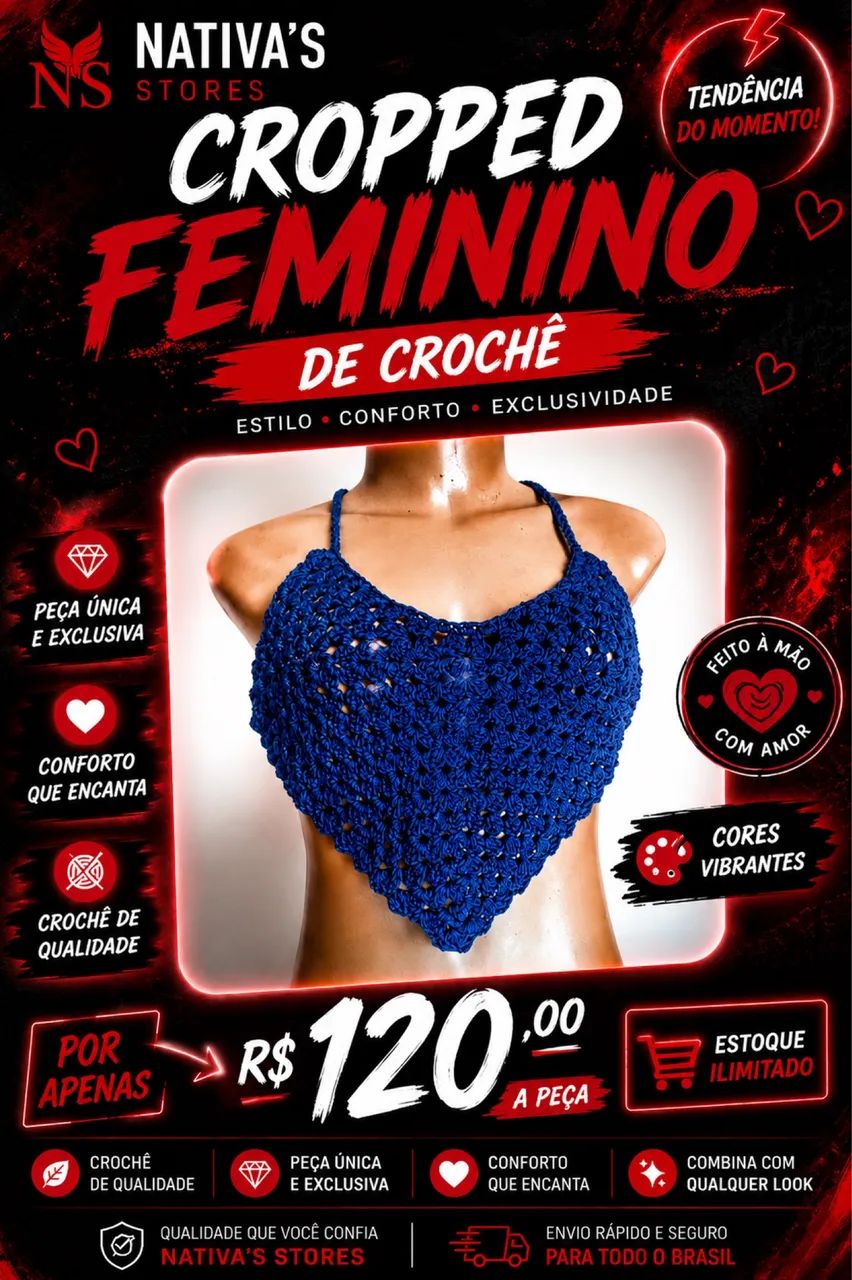 Cropped feminino 