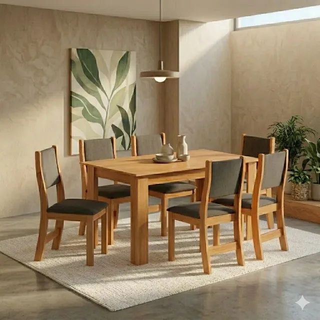 Mesa de jantar elegante 6 lugares a pronta entrega 