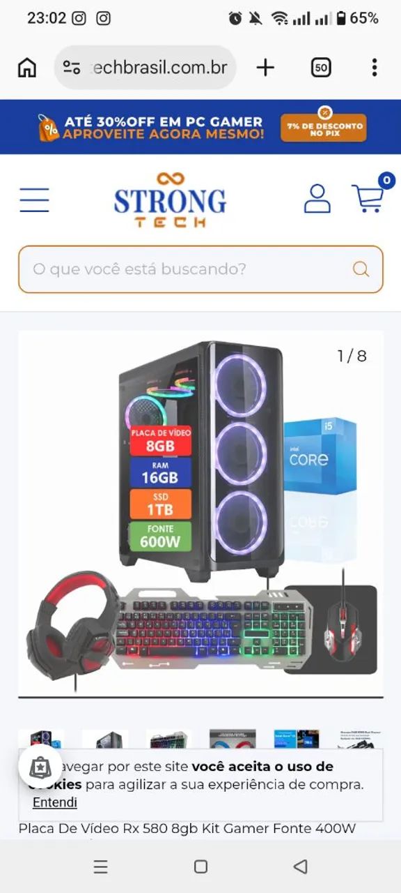 Computador gamer com placa de vídeo novo 