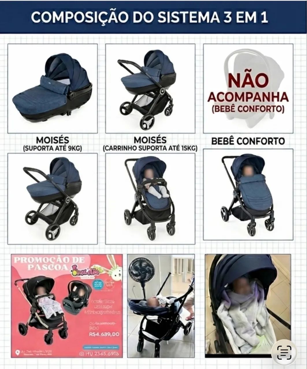 CARRINHO DE BEBÊ CHICCO COM MOISÉS  - Foto 4
