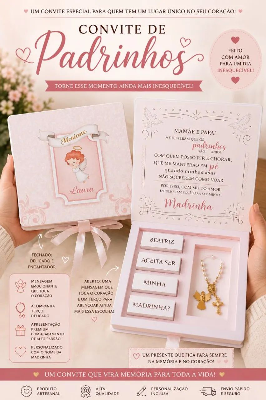 Convite Padrinhos Batizado Eucaristia Crisma Casamento 