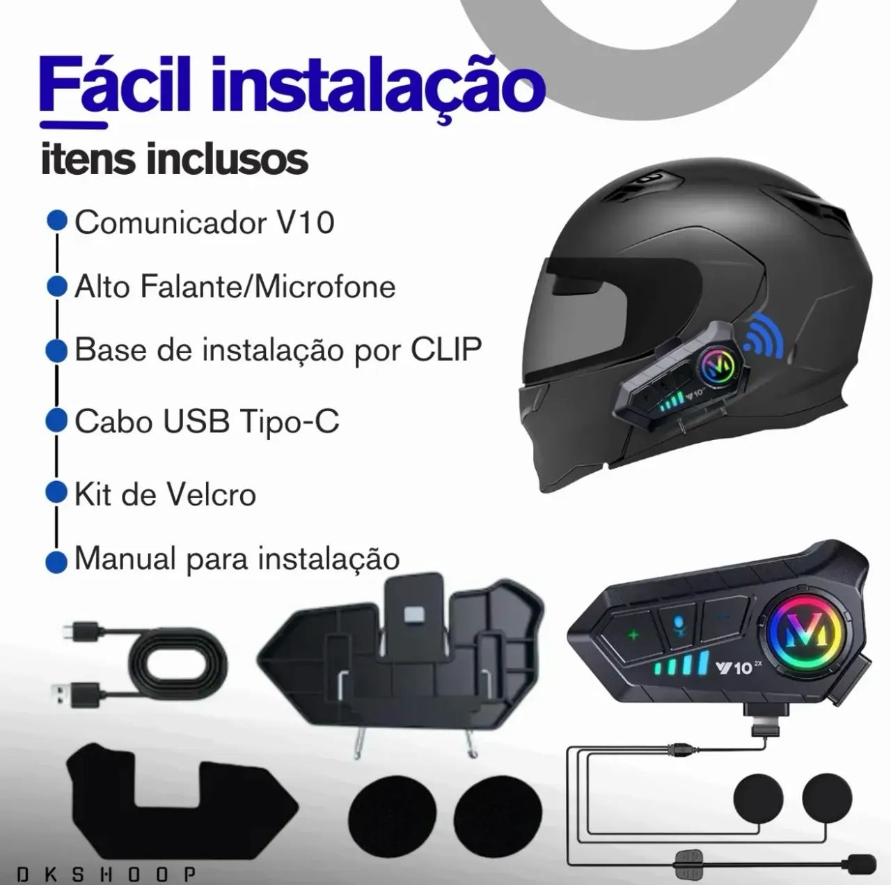 Fone Bluetooth para Capacete V10 ? - Foto 4