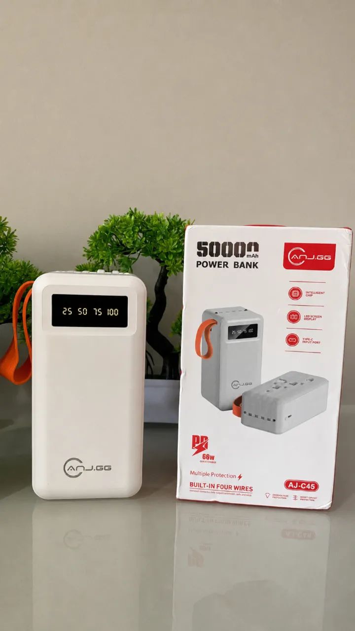 Power Bank 50.000mAh 66W Quick Charge com 4 Cabos e Lanterna - Foto 3
