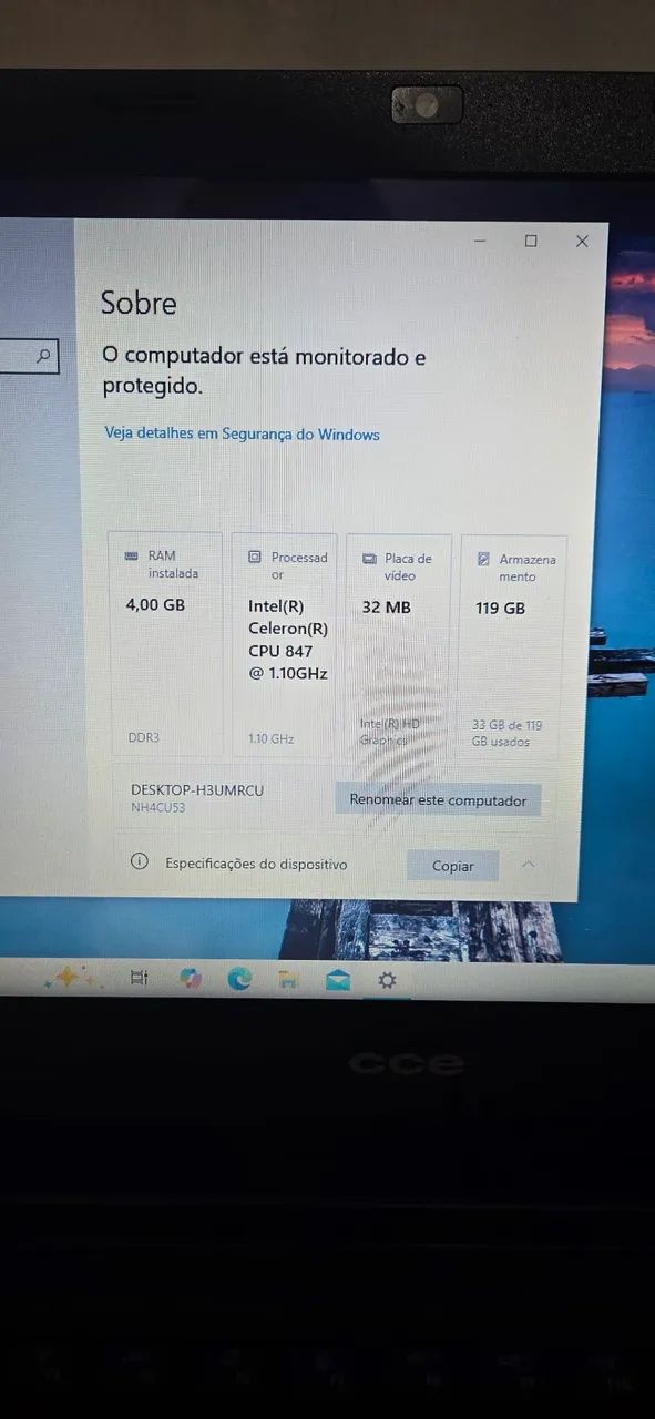 Notebook cce Win Celeron 4gb SSD 128 - leia o anúncio - Foto 3