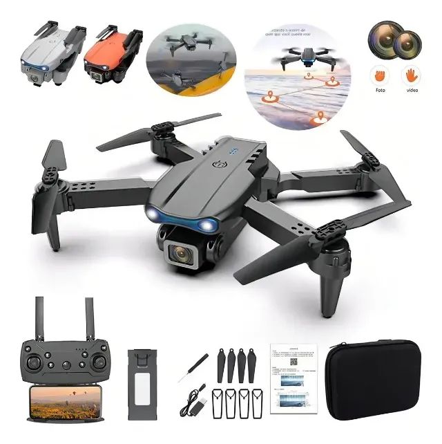 Drone E99 Portátil 02 Câmeras HD Preto - Foto 2