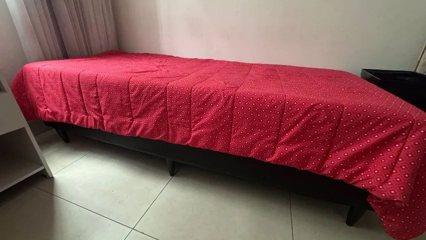 Cama com box ortobom e colchão de solteiro 