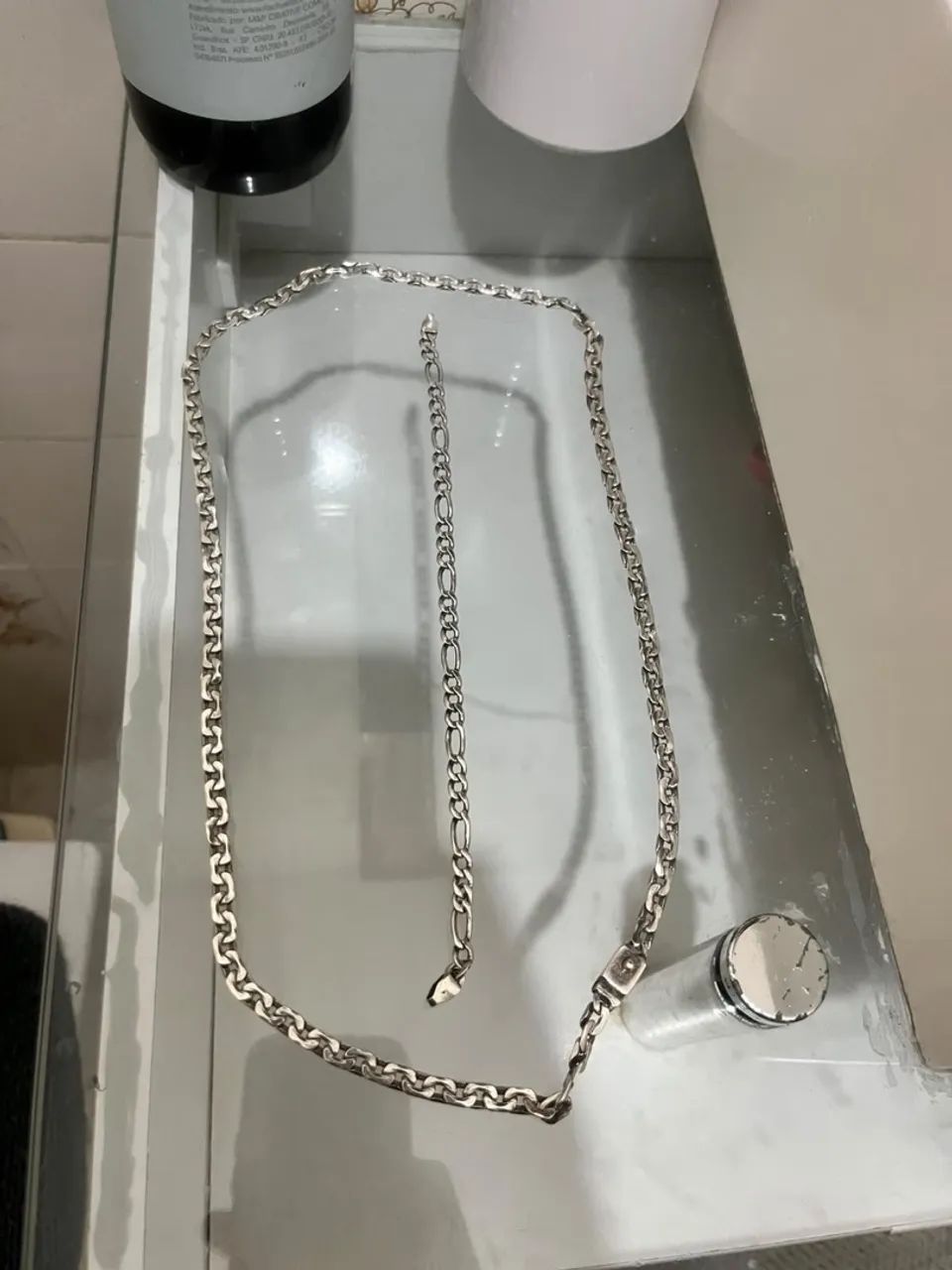 Conjunto de Cordão e pulseira de prata - 950 - Foto 2