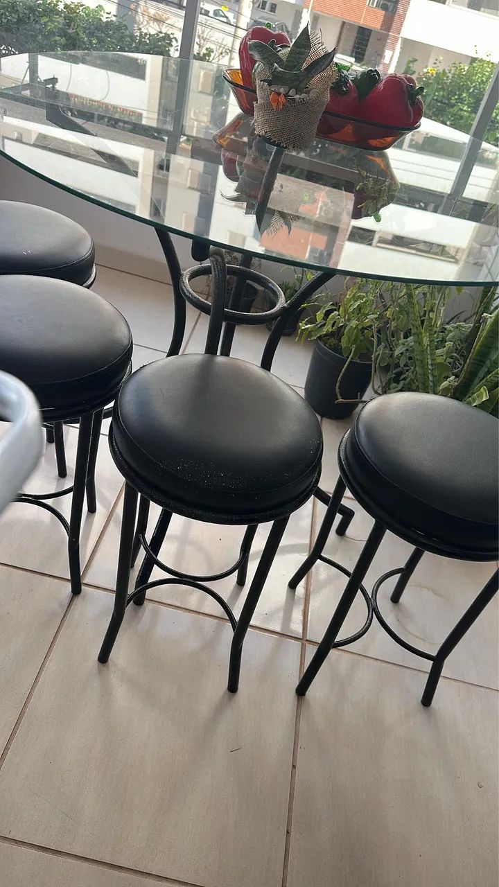 MESA REDONDA FERRO E VIDRO - Foto 3