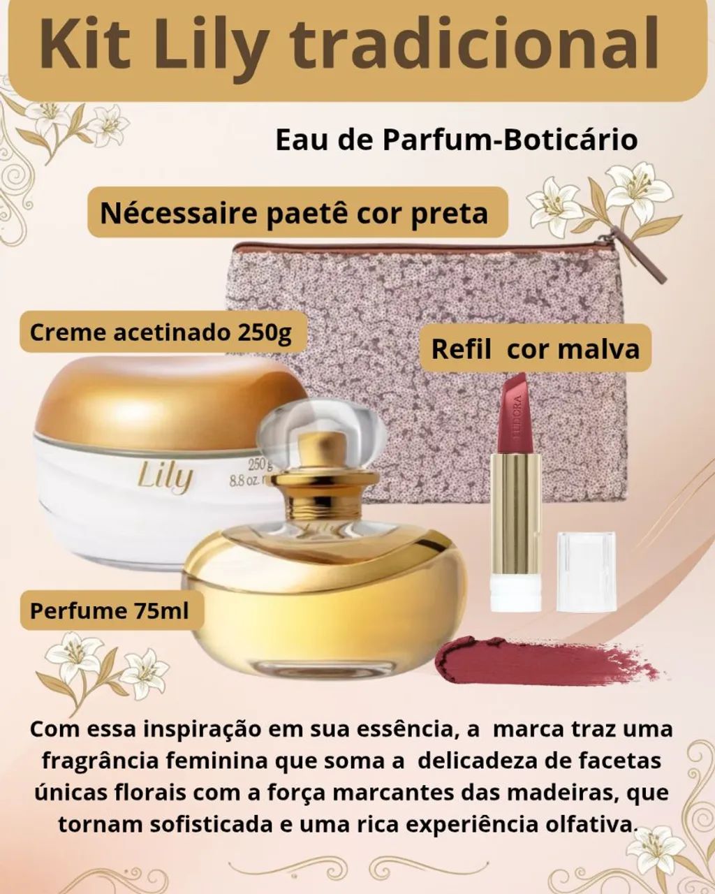 Kit Lily tradicional feminino com 4 itens- OBoticário 