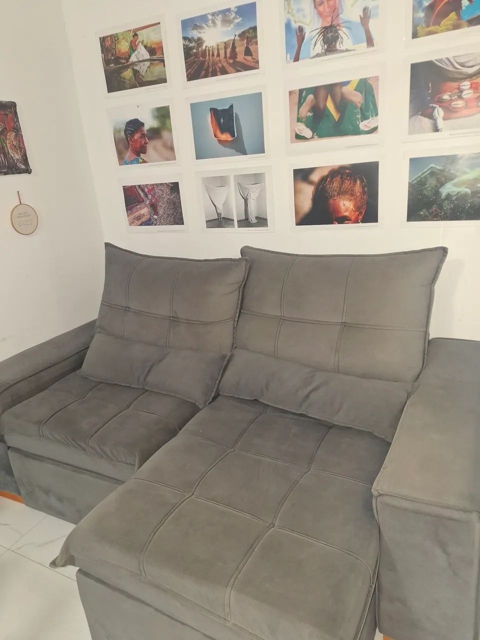 Sofá Retrátil Reclinável 3 lugaes