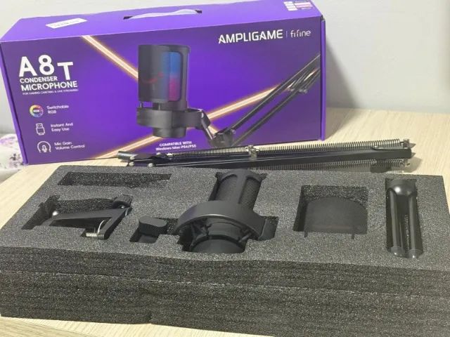 Microfone Condensador Gamer Fifine A8T, RGB - Foto 6