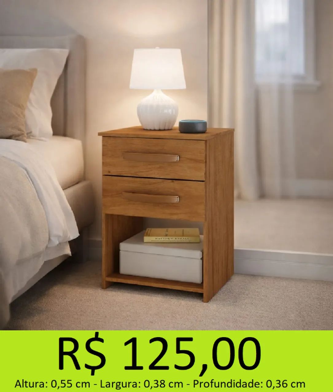 Mesa de cabeceira duas gavetas - frete fixo 29,00