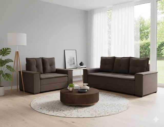 Sofá 2 e 3 lugares marrom novo de loja 