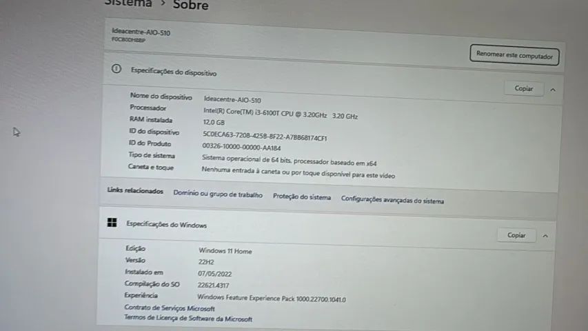 LENOVO AIO 510 12 GB