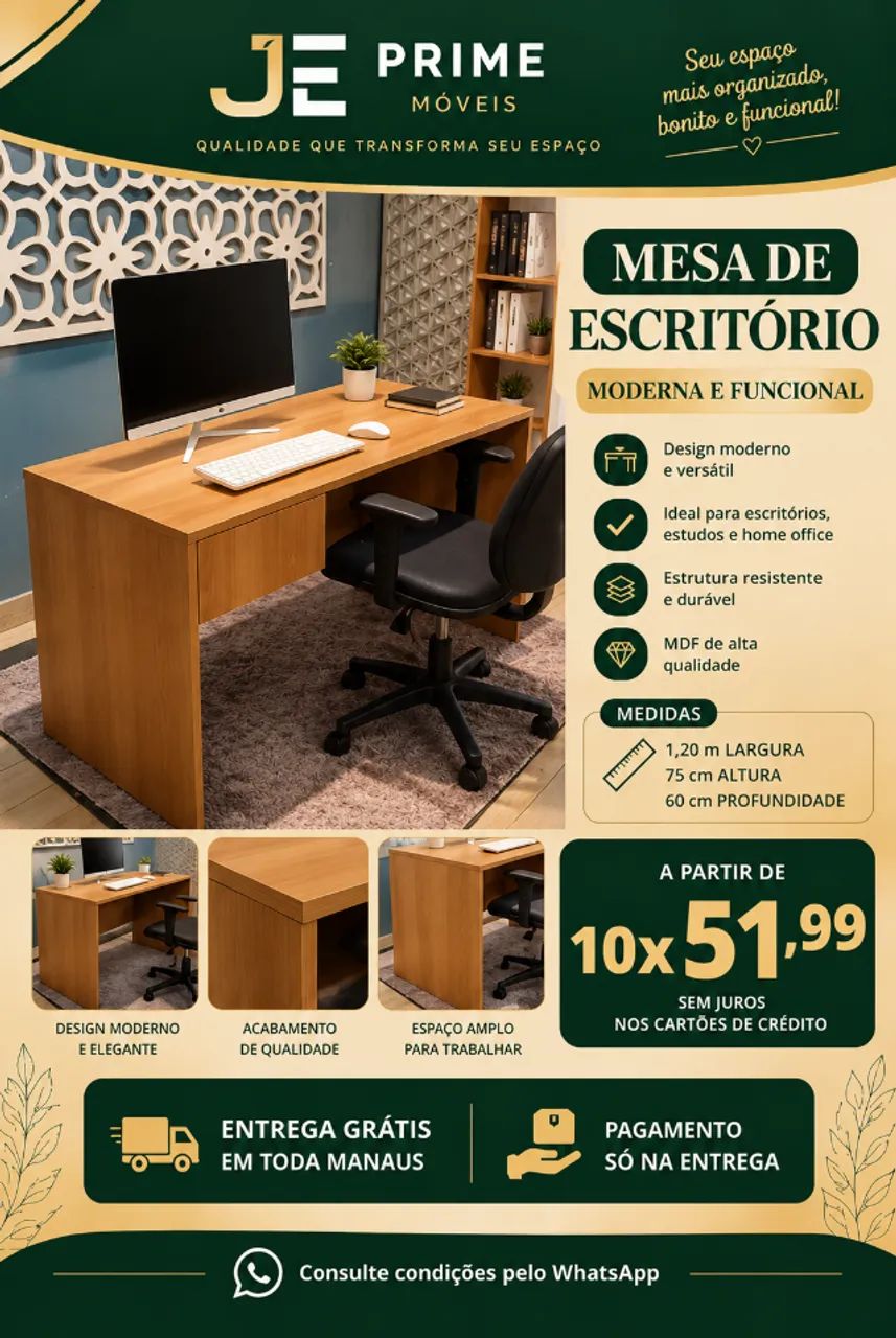 Mesa Com Gaveta Amadeirada 