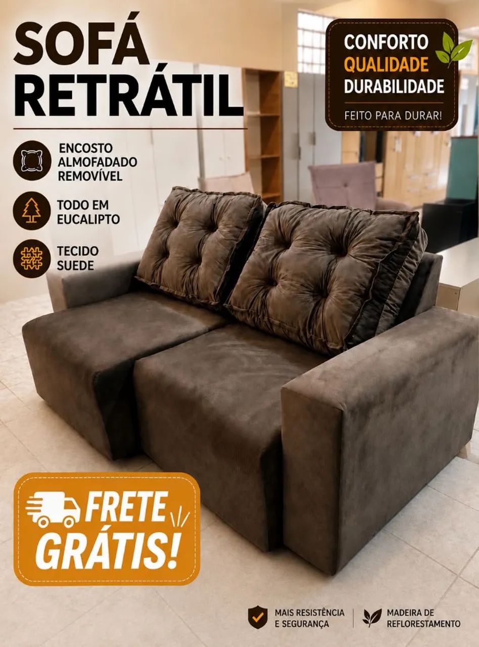Preço bom Demais!!Lindo Sofá Retrátil, Aproveite!!