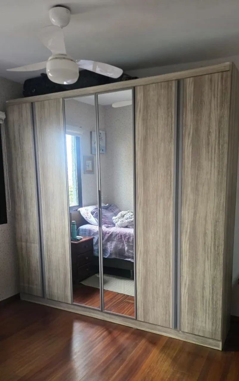 Guarda-Roupa Casal MDF 6 Portas (com Espelho) e 6 Gavetas Internas