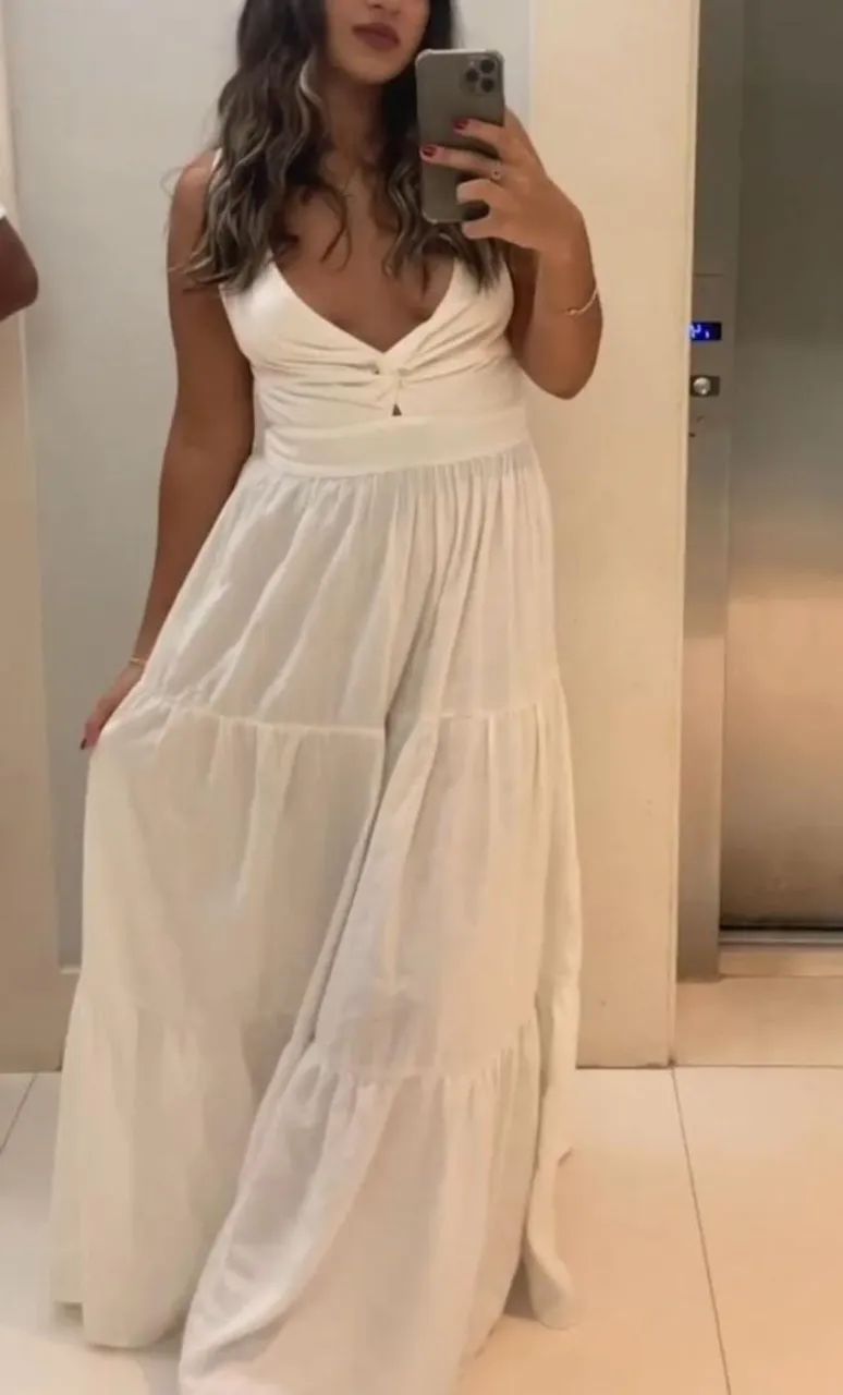 VESTIDO LONGO BRANCO DE LINHO