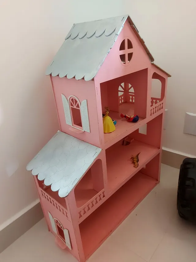 Casa Casinha Grande 80 Cm P/ Boneca Com Móveis