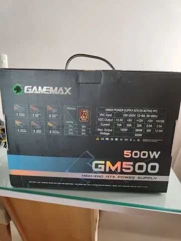 Fonte 500w Gamemax Gm500 80 Plus Bronze Pfc Ativo Sem Caixa