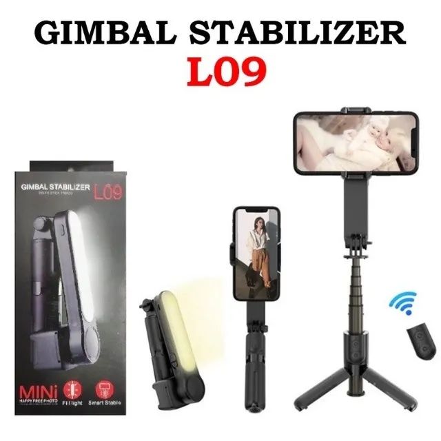 Estabilizador Gimbal Com Led Smartphone Bluetooth Tripé L09 Peining - Foto 2