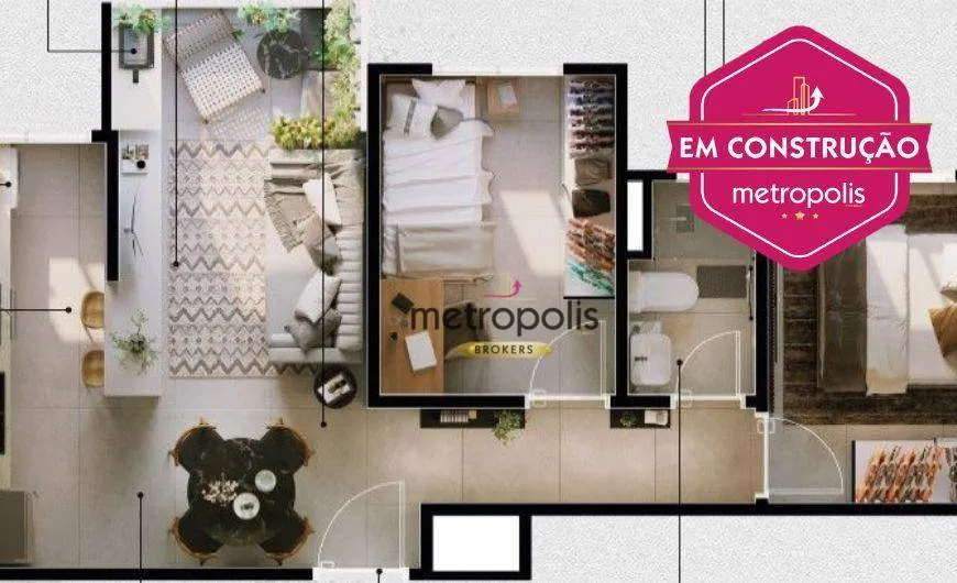 Apartamento à venda, 42 m² por R$ 345.302,00 - Vila Aquilino - Santo André/SP