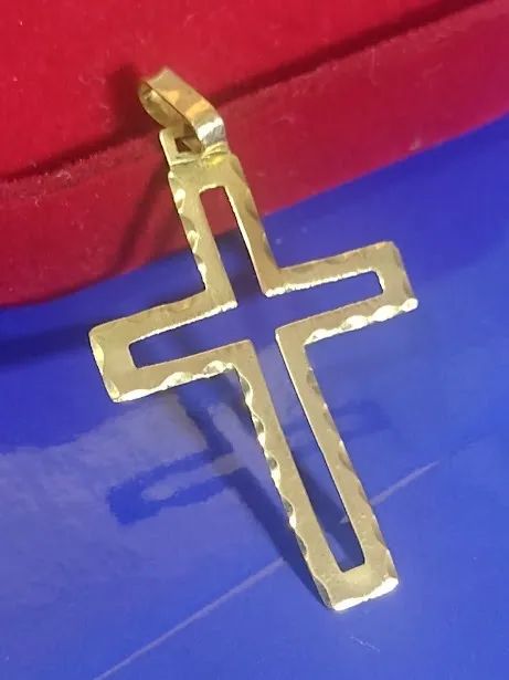 Pingente Cruz Lisa 40 mm 2.00 Gramas Maciço Ouro 18 Kilates                                - Foto 3