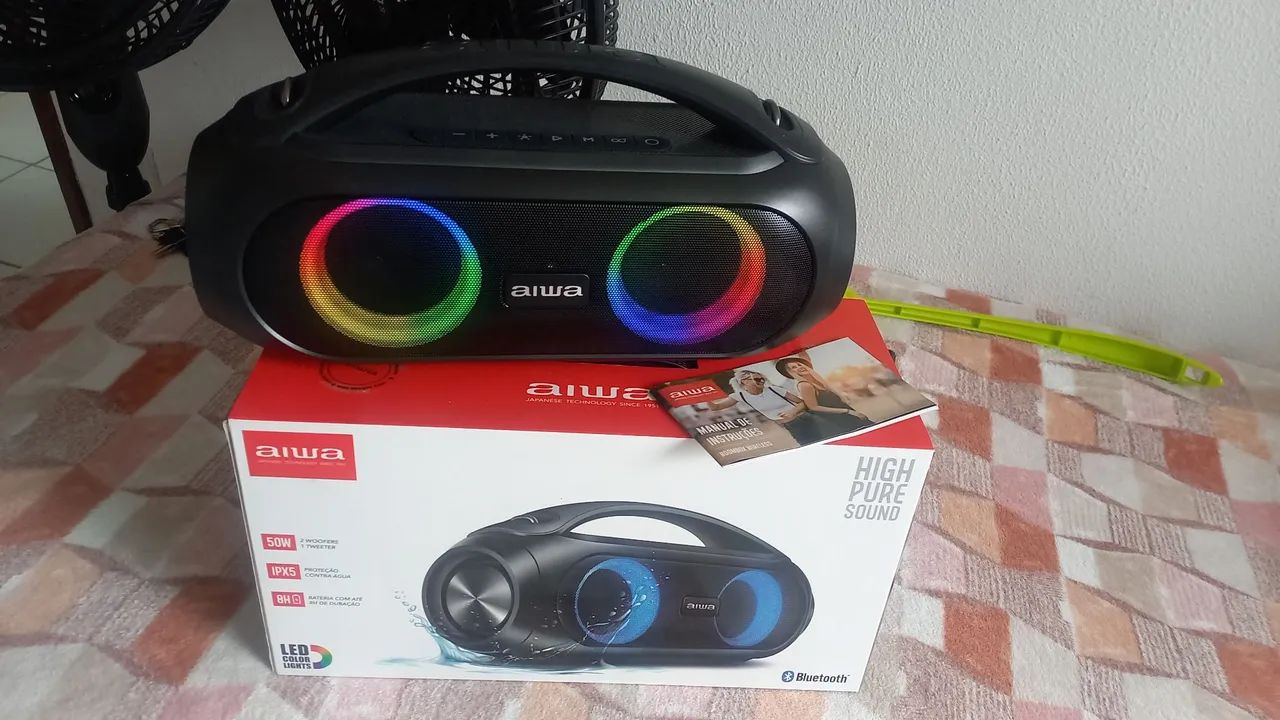 Caixa de Som Bluetooth Aiwa 50W com LED - Foto 4