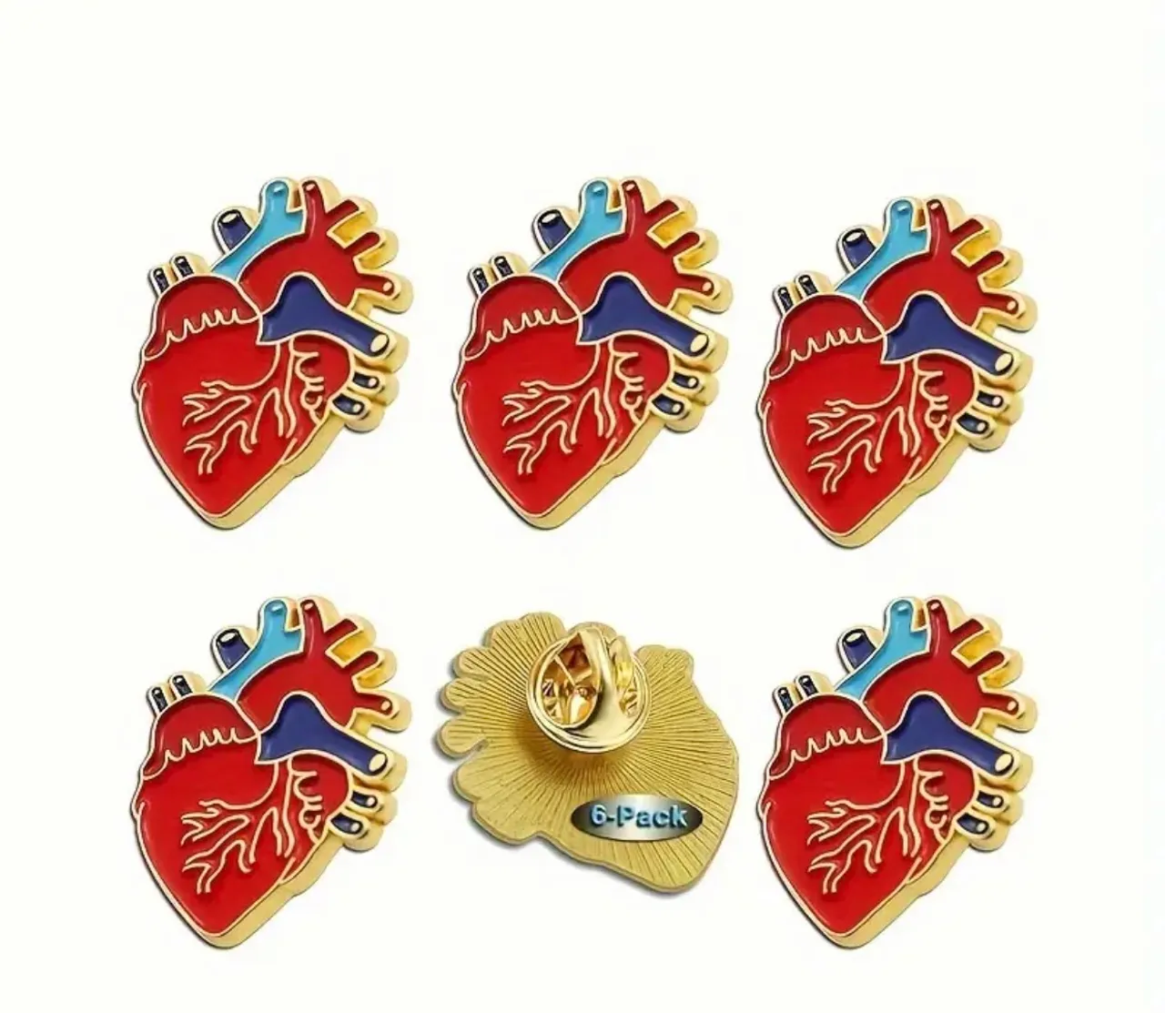 Broches de coração anatômico