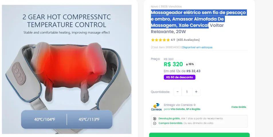 Massageador de Pescoço é ombro Novo s/ uso na caixa - Foto 4
