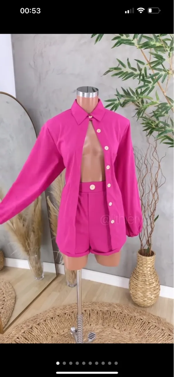 Conjunto Shorts e Camisa Pink Elegante