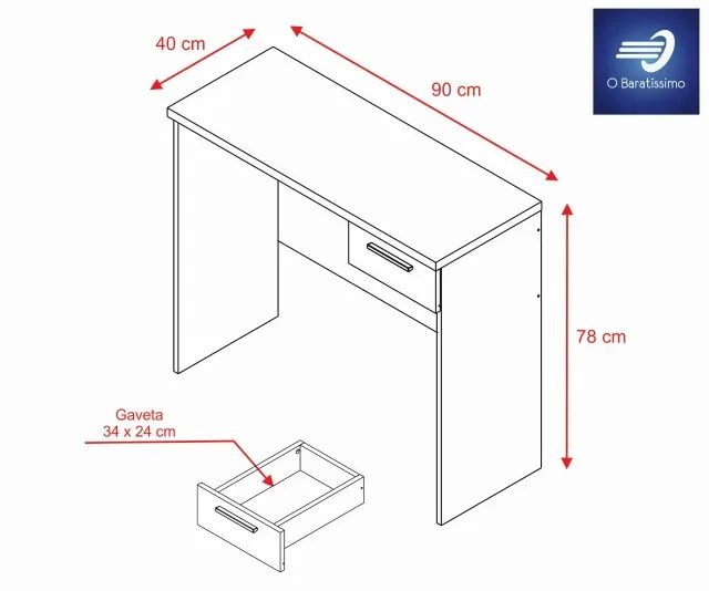 Mesa Office com 1 Gaveta64374558140929124
