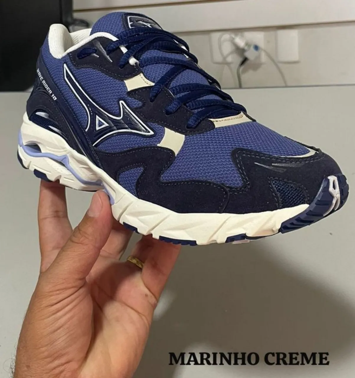 Mizuno Wave Rider 10 Marinho e Creme