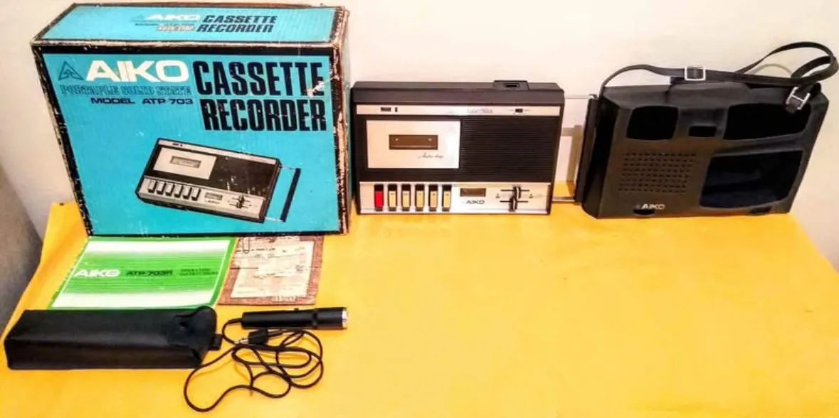 Gravador Fita Cassete/K7 Aiko ATP-703 Novo, Na Caixa, Nota Fiscal em Cruzeiros