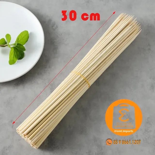 Palitos De Bambu Para Churrasco 50 Unidades com 30cm - Foto 3