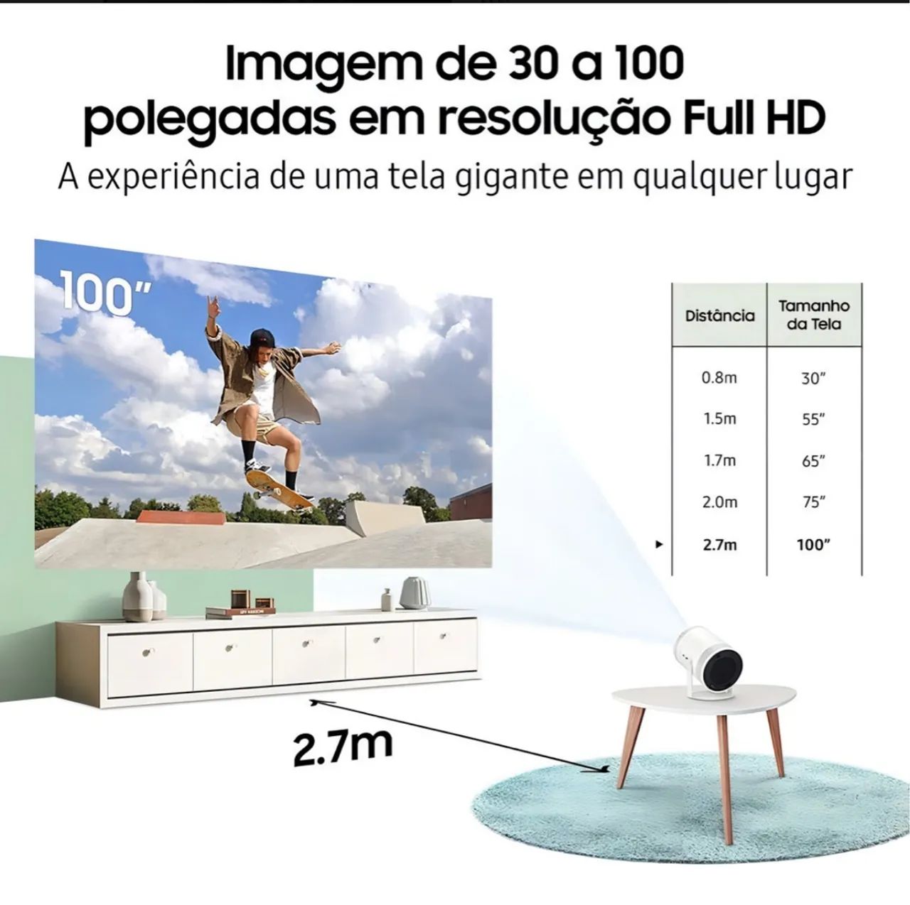 Projetor Portátil Samsung Freestyle 30 a 100 Cor Branco 110V ou 220V - Foto 2