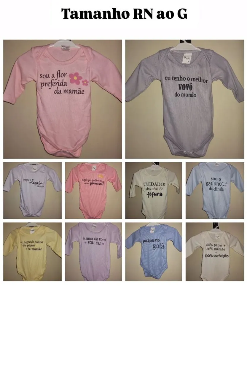 Bodies de Bebê RN a G - Diversas Estampas apenas R$ 9,50
