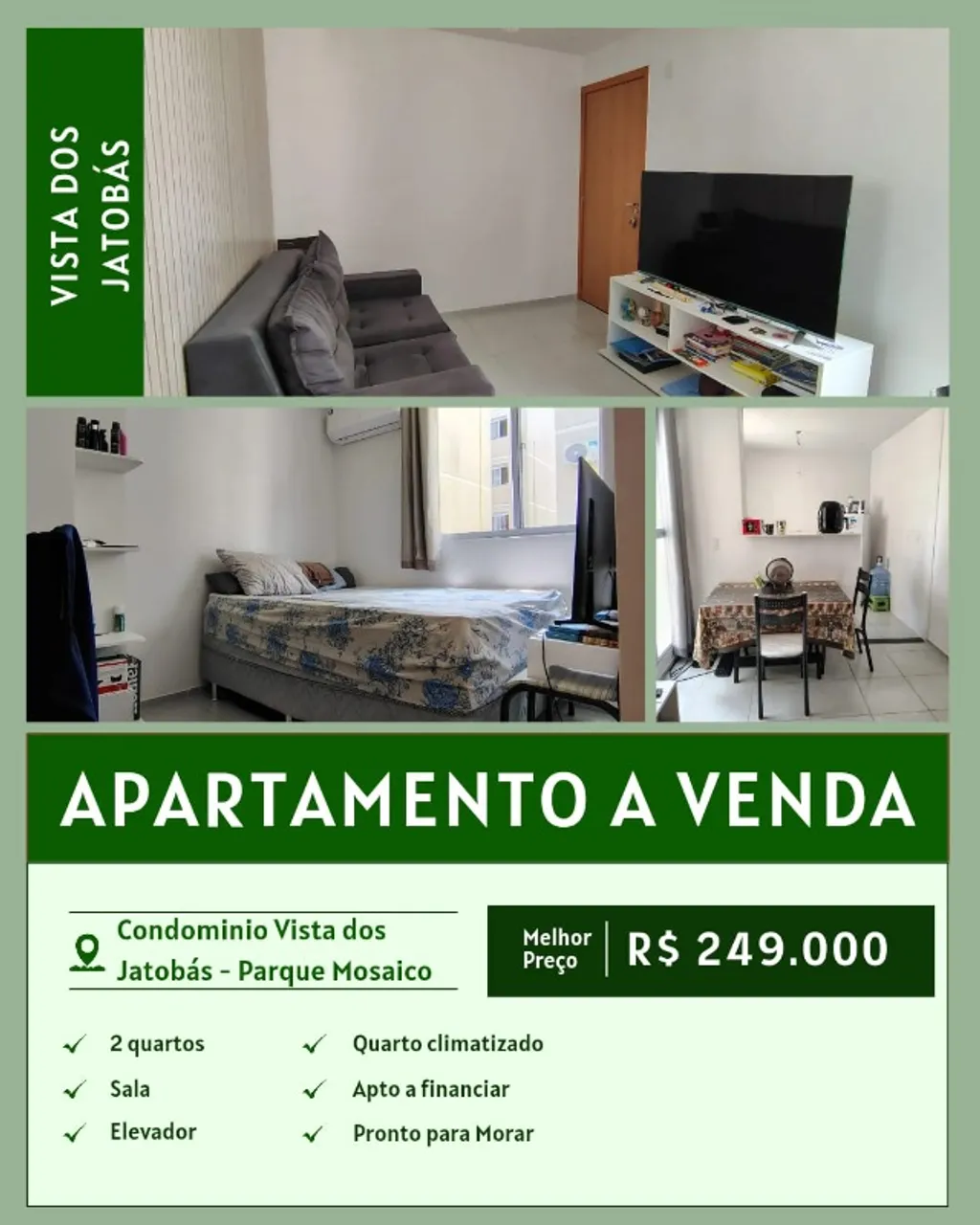 (PREÇO DE OPORTUNIDADE) APARTAMENTO À VENDA - CONDOMÍNIO VISTA DOS JATOBÁS