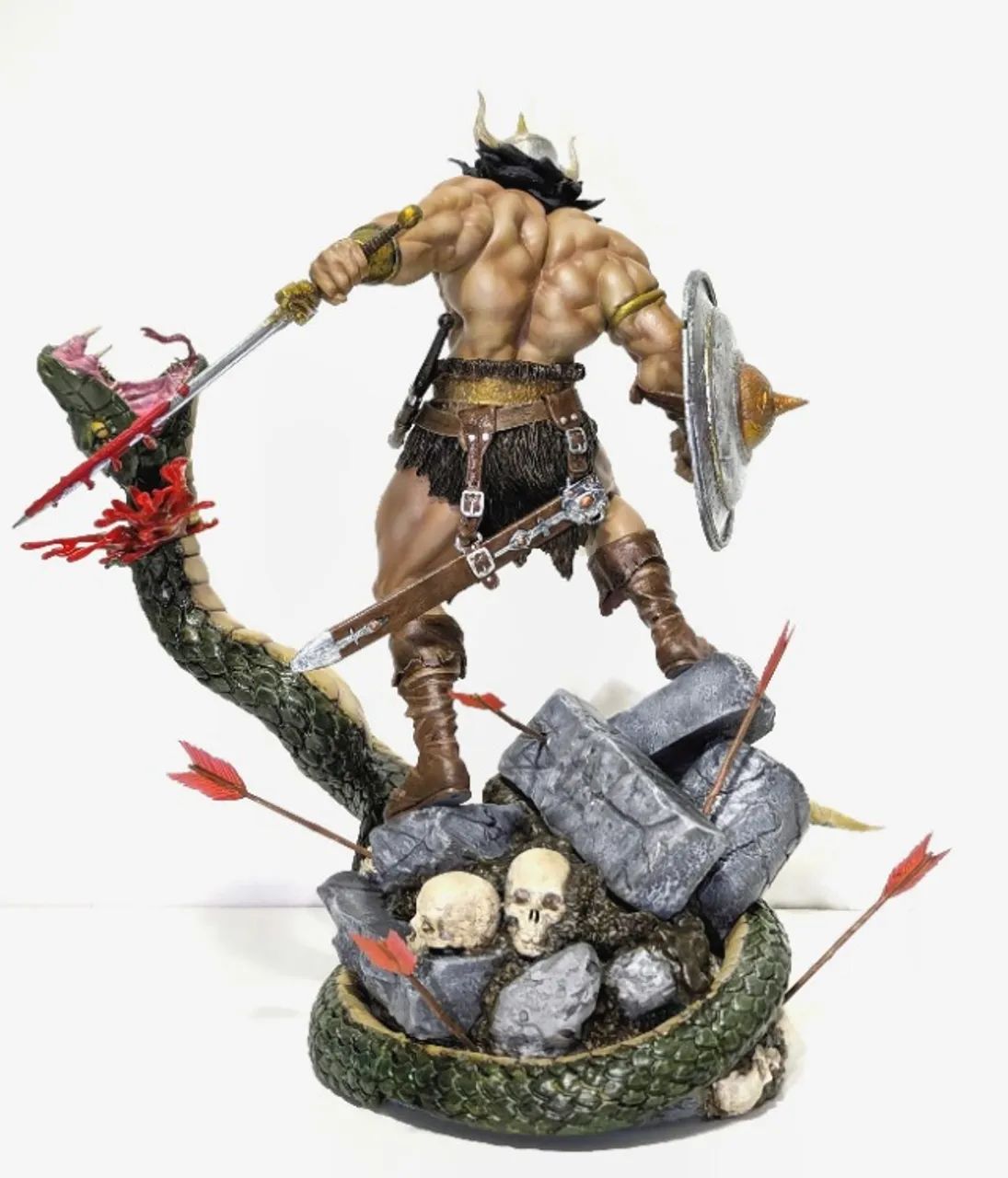 Conan vs Serpente estátua impressão 3D escala 1/7 tipo iron studios e sideshow - Foto 3
