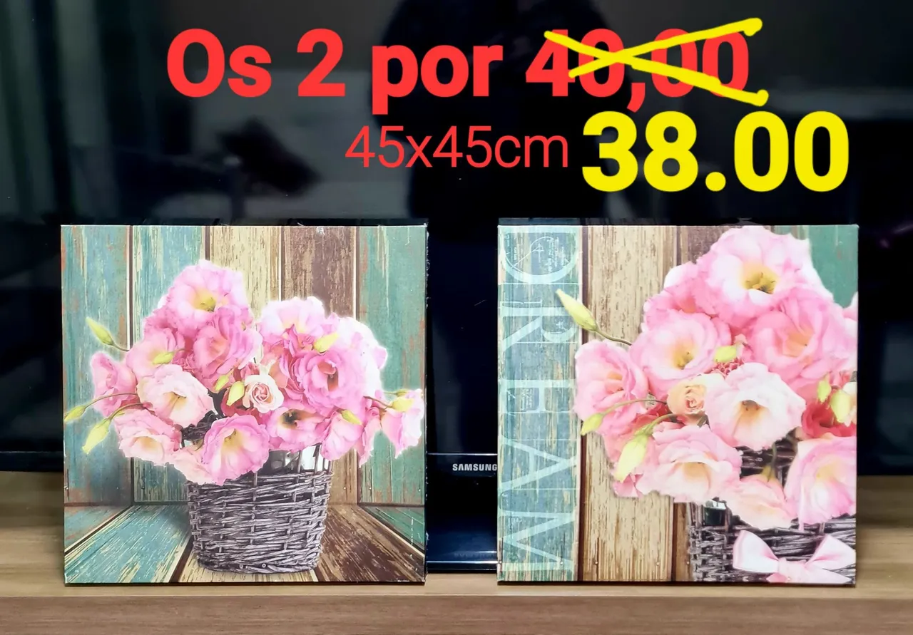 Quadros decorativos 45x45cm - Flores Lindos valor 38.00 pix envio uber