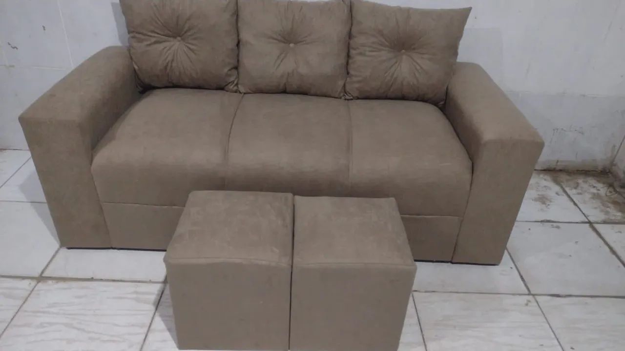 Disponível na cor caramelo com  dois puf  - Foto 3