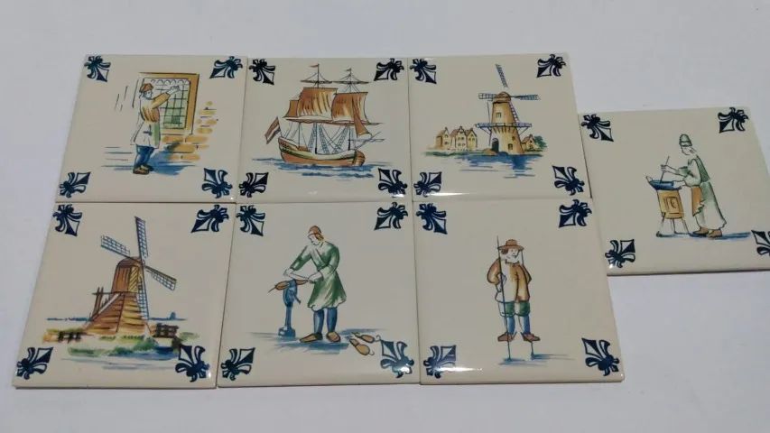 Mini azulejo holandês cerâmica  KLM Business Class decoração antiguidade coleção