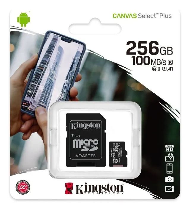 Cartão de Memória Kingston Select Plus 256GB SDCS2/256GB, novo e original. - Foto 2