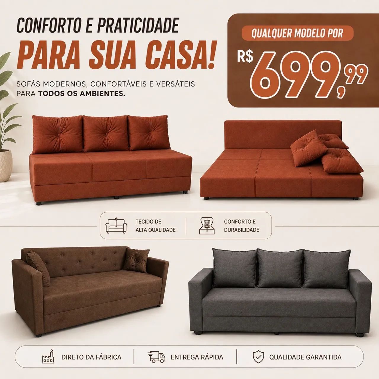 SOFÁS direto da FÁBRICA por R$ 699,99
