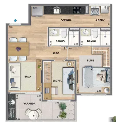 PLANTA 58m²