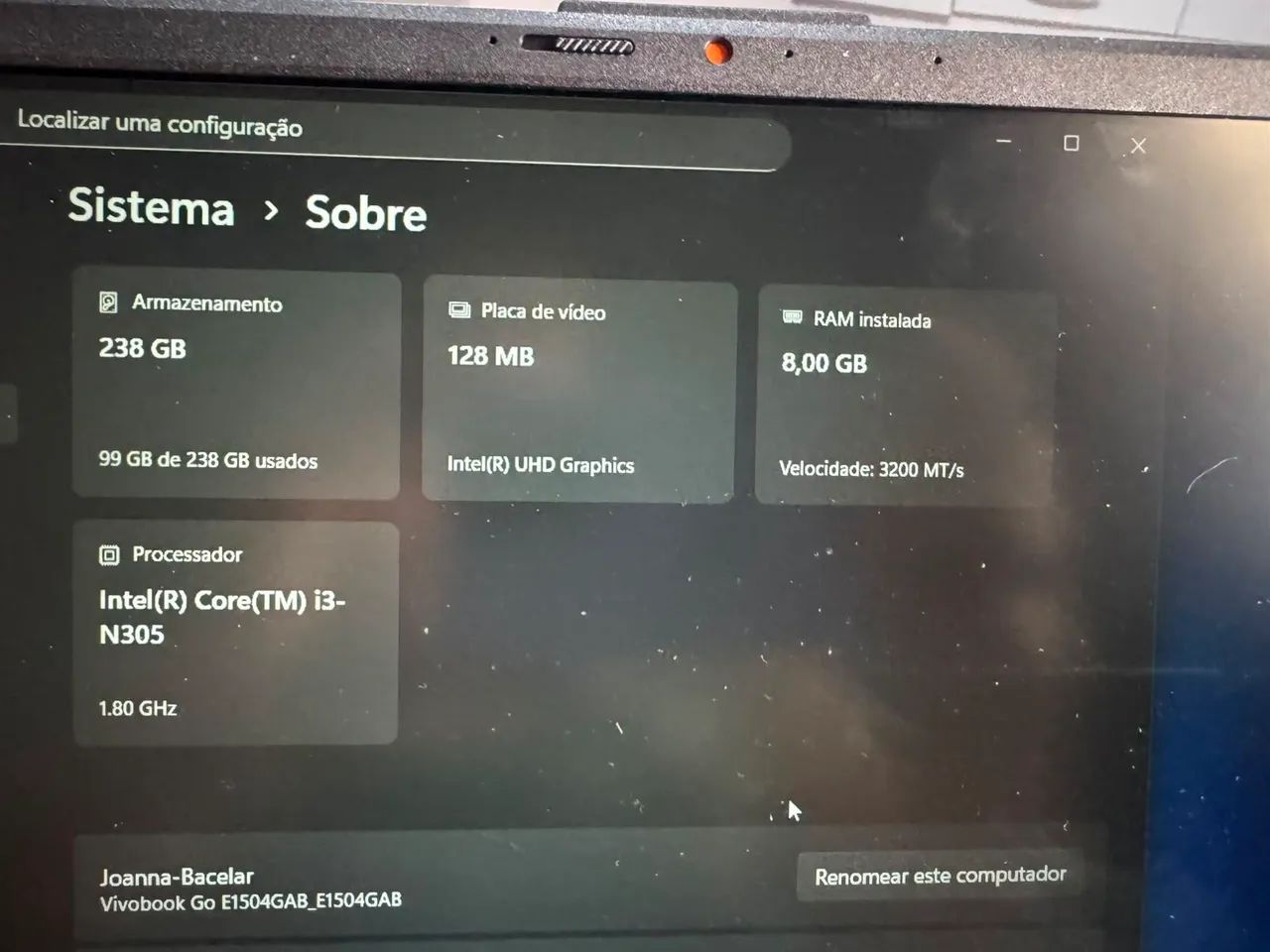 Notebook ASUS i3core 256gbs com nota fiscal e caixA 4 meses de uso - Foto 4