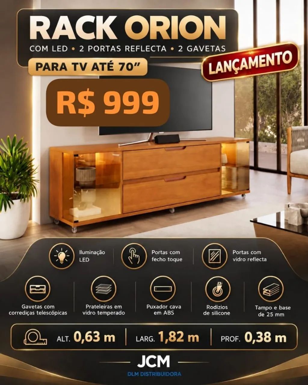 Rack Orion Suporta Até 70 Polegadas 