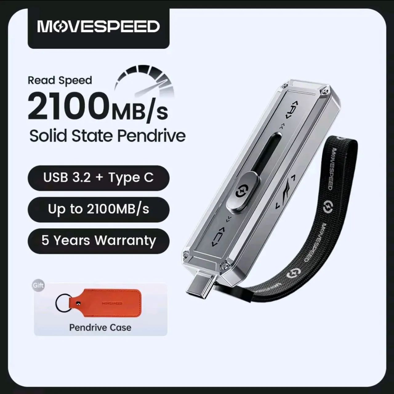 MOVESPEED SP20 2100MB/s USB Flash Drive USB3.2 Gen 2 Type C Solid State Pen Drive 256GB - Foto 3