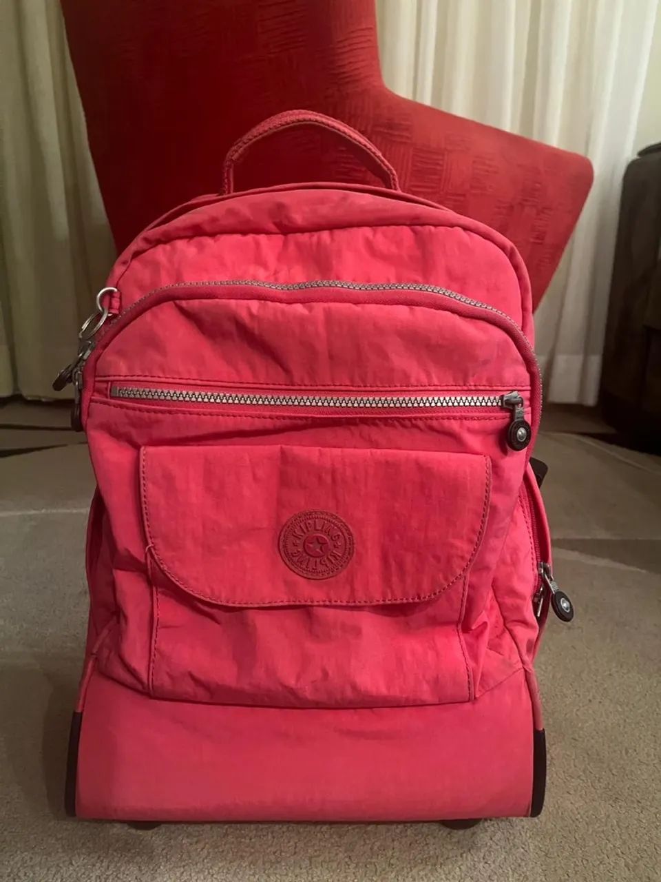 Mochila Kipling Rosa (de rodinhas) 