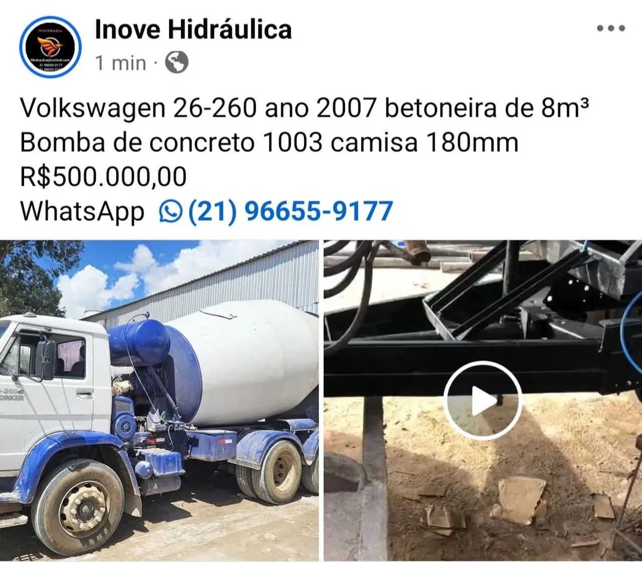 Bomba de concreto e caminhão betoneira 